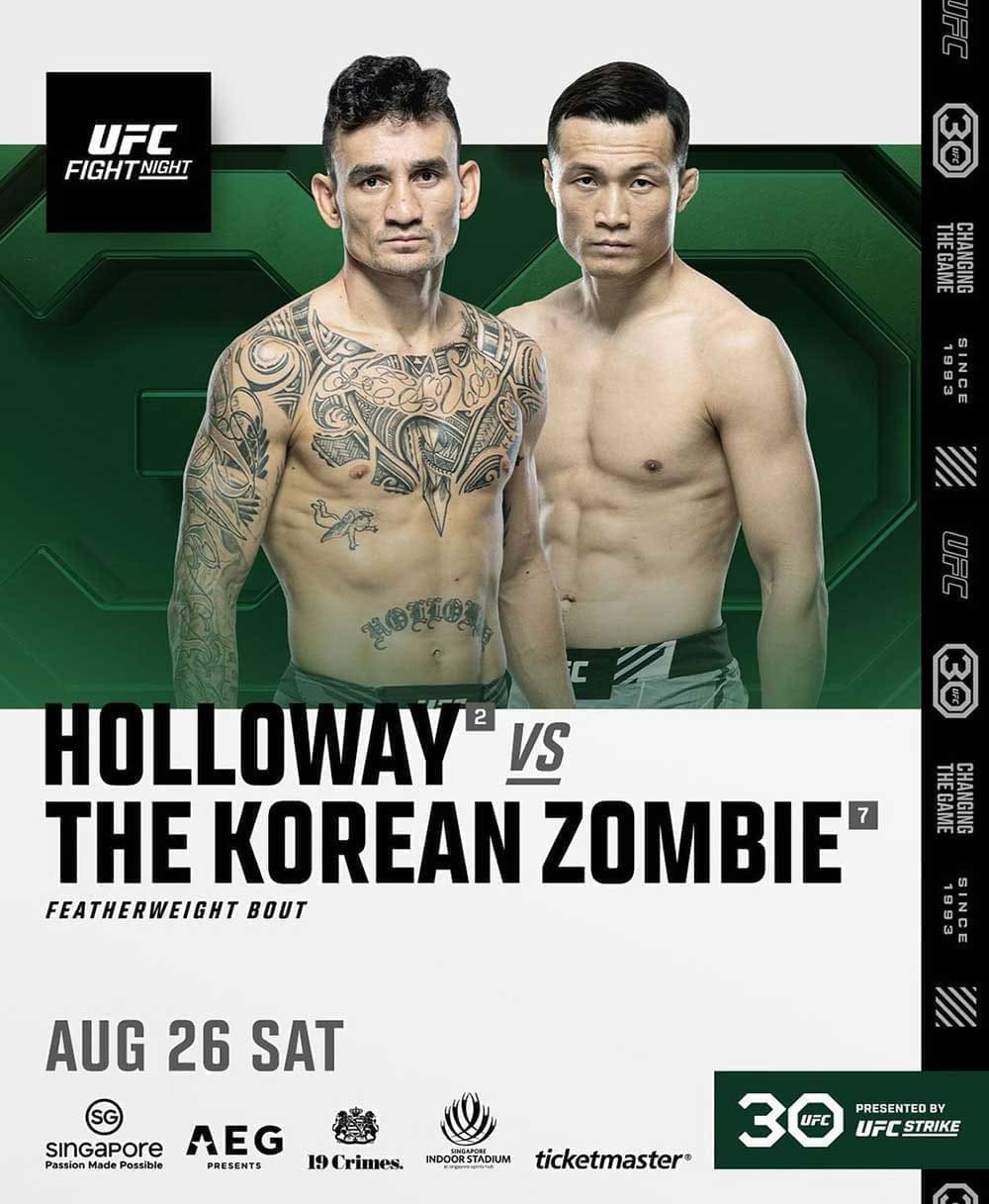 UFC Fight Night 225: Холловэй - Корейский Зомби дата проведения, кард, участники и результаты