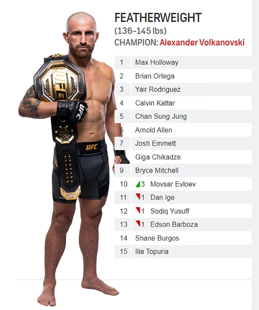 Мовсар Евлоев вошел в топ-10 полулегкого дивизиона UFC