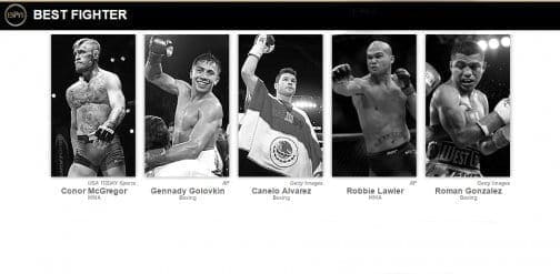 Конор МакГрегор, Робби Лоулер и Холли Холм выдвинуты на соискание премий ESPN Espy Awards 2016