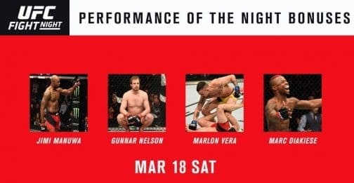 Бонусы турнира UFC Fight Night 107