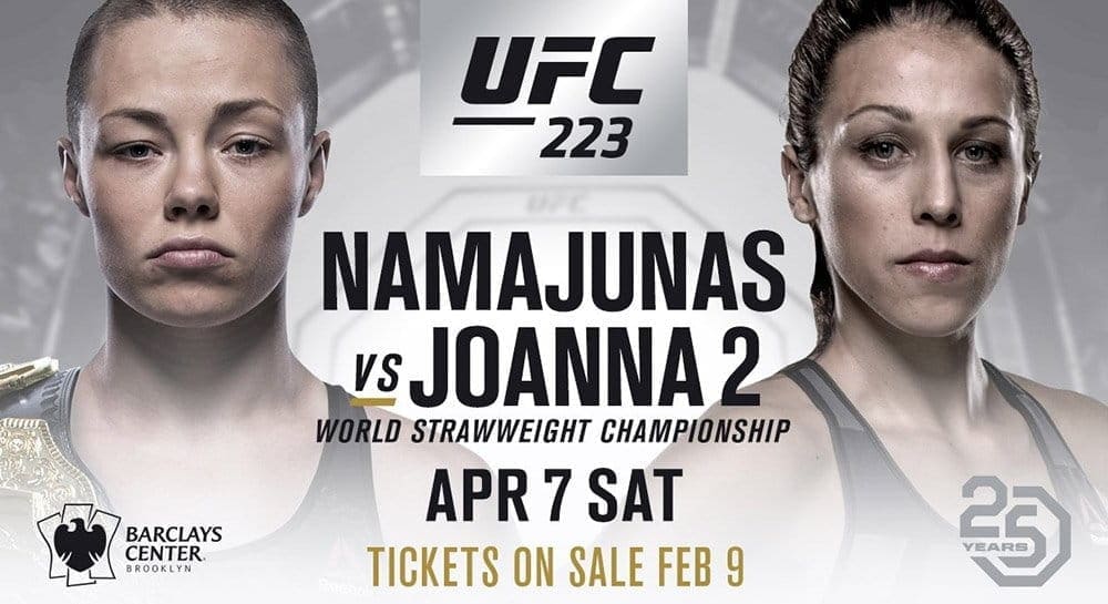 Роуз Намаюнас против Йоанны Еджейчик на UFC 223 в Бруклине