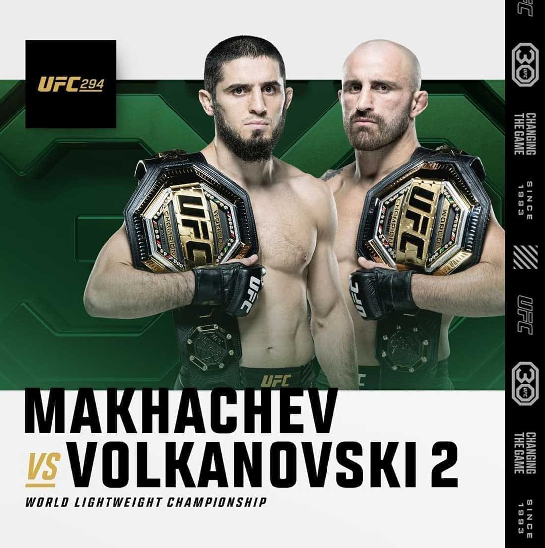UFC 294: Махачев - Волкановски 2 дата проведения, кард, участники и результаты