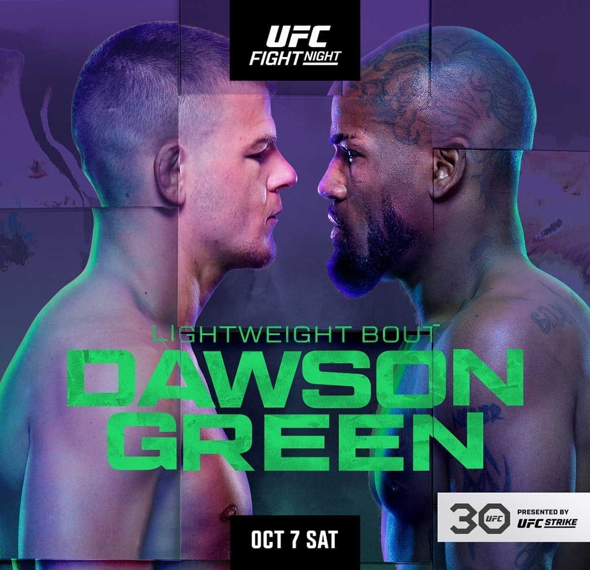 UFC Fight Night 229: Доусон - Грин дата проведения, кард, участники и результаты