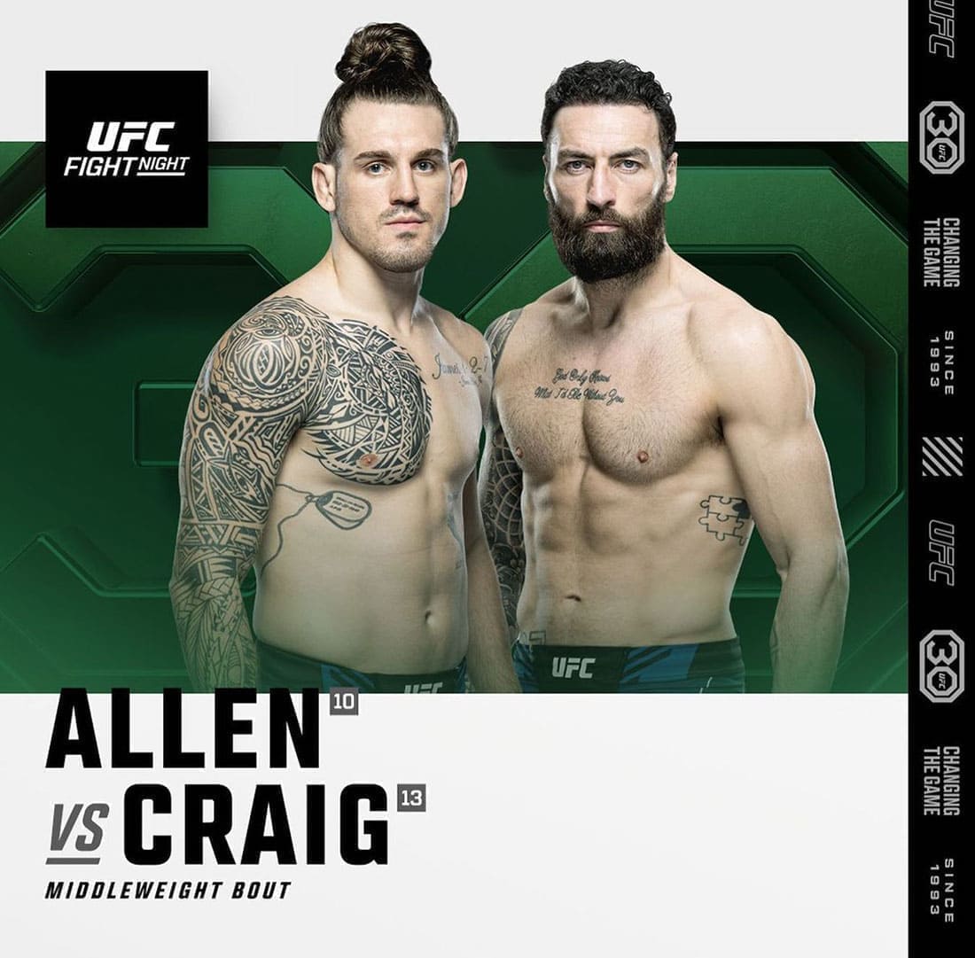 UFC Fight Night 232: Аллен - Крэйг дата проведения, кард, участники и результаты