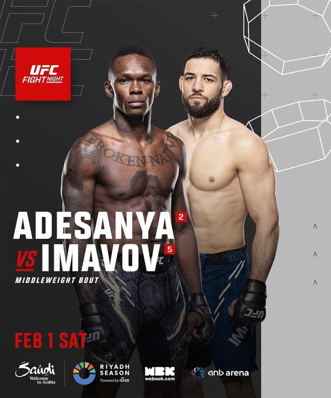 UFC Fight Night 250: Адесанья - Имавов дата проведения, кард, участники и результаты