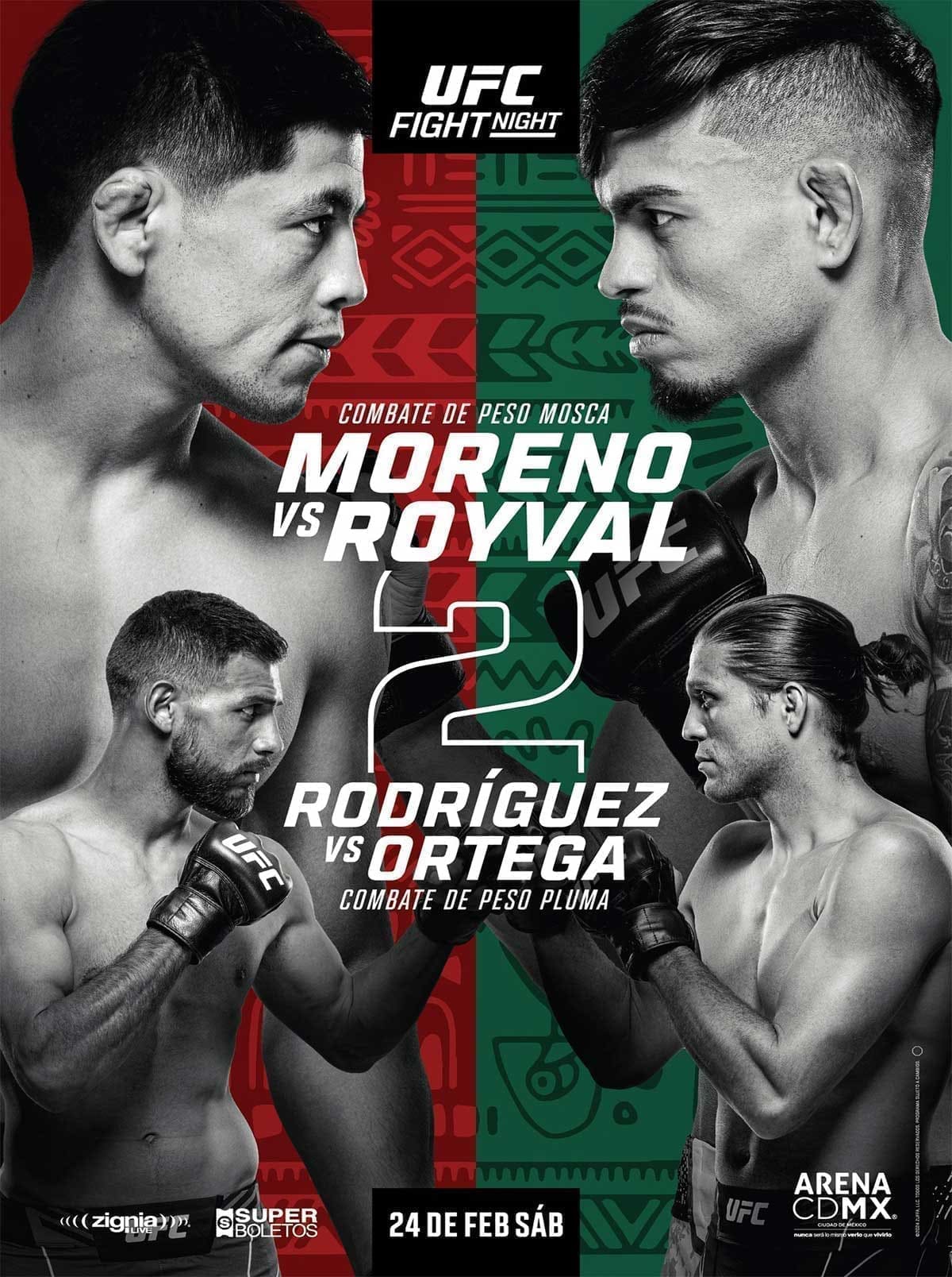 UFC Fight Night 237: Морено - Ройвал 2 дата проведения, кард, участники и результаты