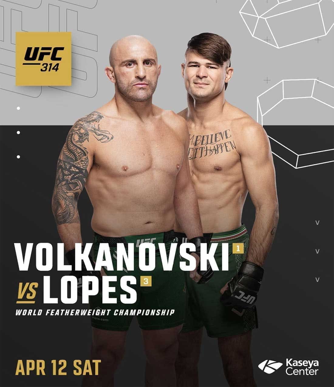 UFC 314: Волкановски - Лопес дата проведения, кард, участники и результаты