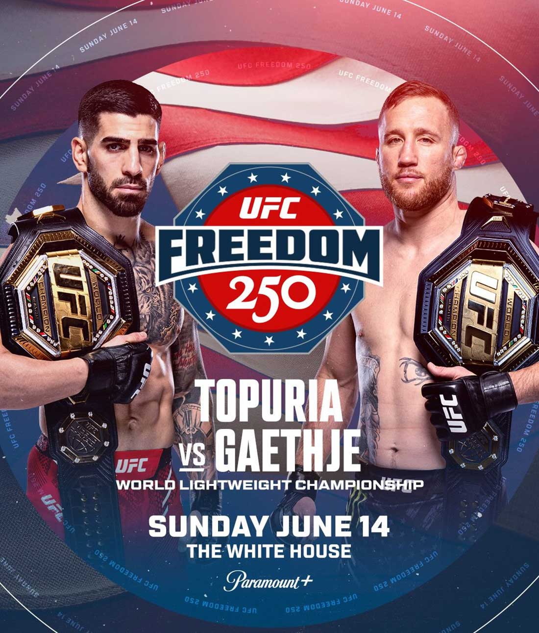 UFC Белый дом – Freedom 250: Топурия – Гэйтжи дата проведения, кард, участники и результаты