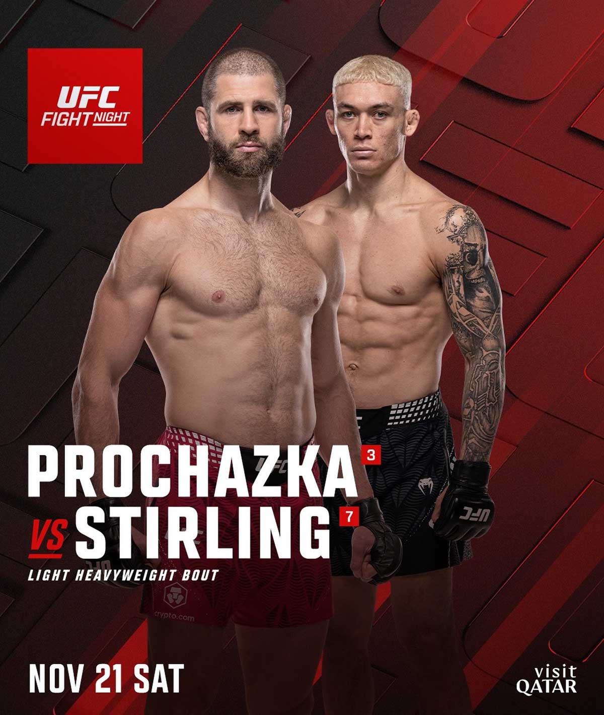 UFC Катар: Прохазка – Стирлинг, дата проведения, кард, участники и результаты