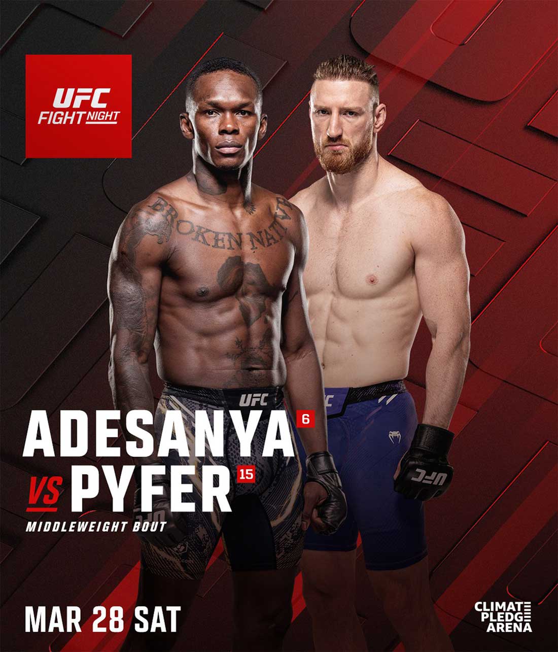 UFC Fight Night 271: Адесанья – Пайфер дата проведения, кард, участники и результаты