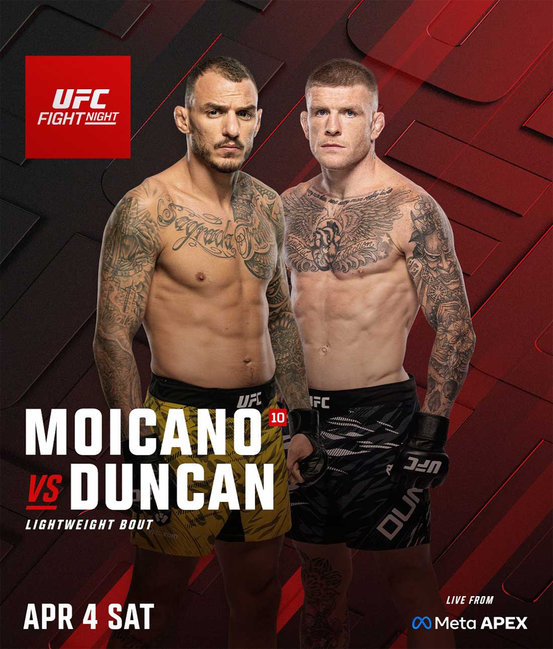 UFC Fight Night 272: Мойкано – Дункан, дата проведения, кард, участники и результаты