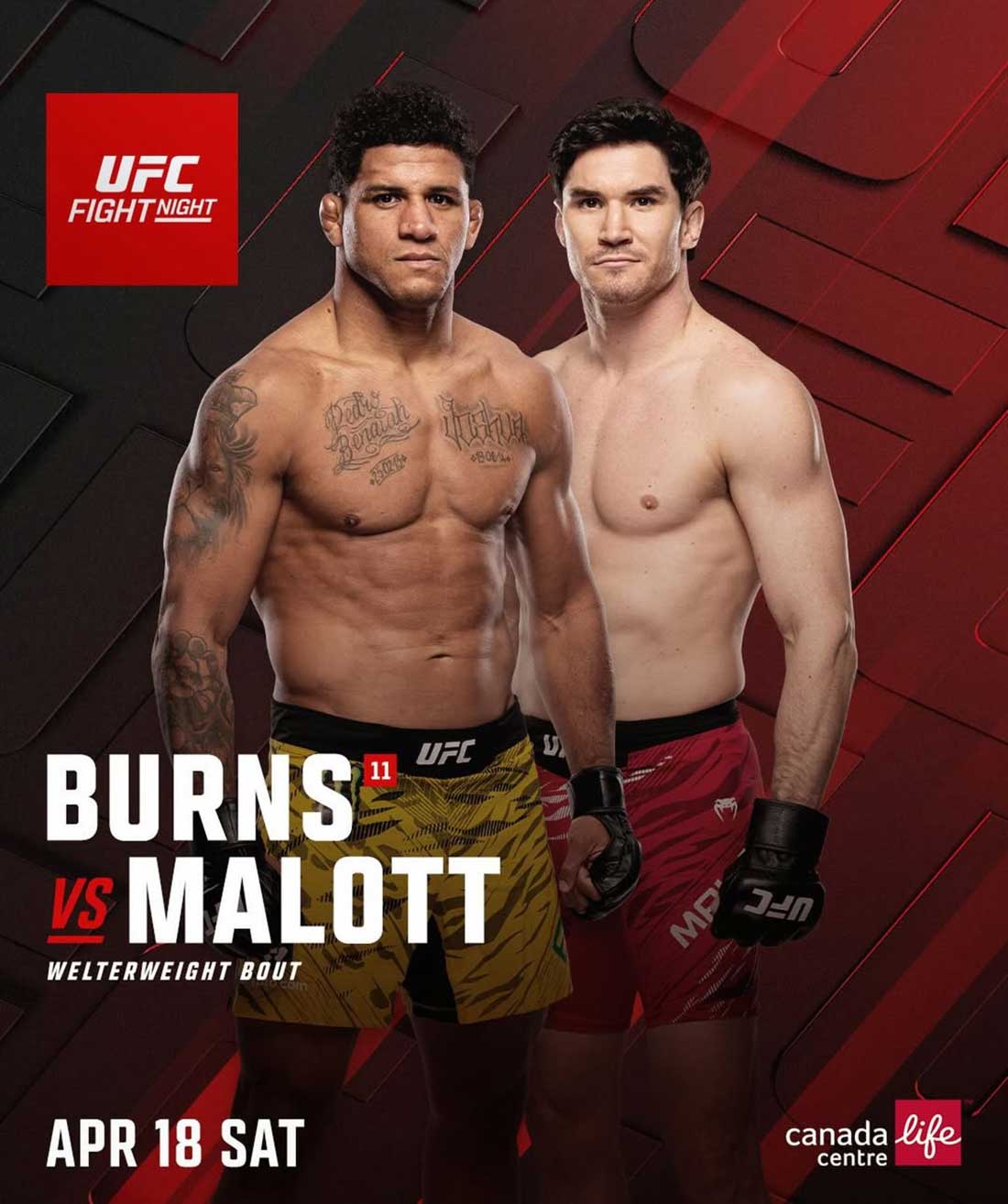 UFC Fight Night 273: Бёрнс – Мэлотт дата проведения, кард, участники и результаты