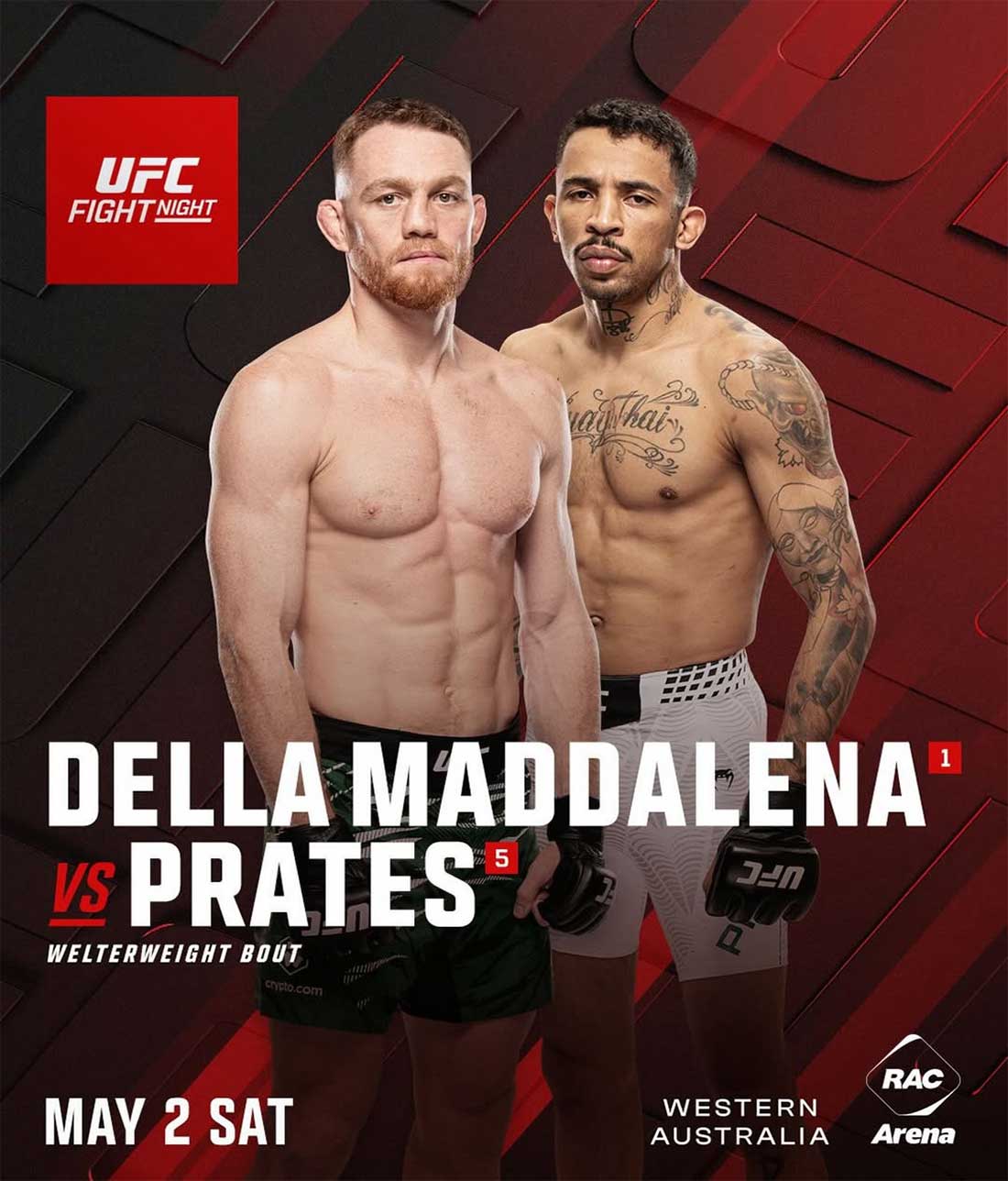 UFC Fight Night 275: Делла Маддалена – Пратес дата проведения, кард, участники и результаты