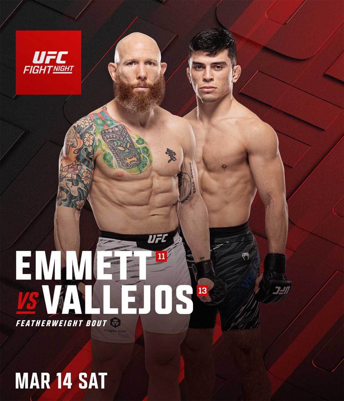 UFC Fight Night 269: Эмметт – Вальехос дата проведения, кард, участники и результаты