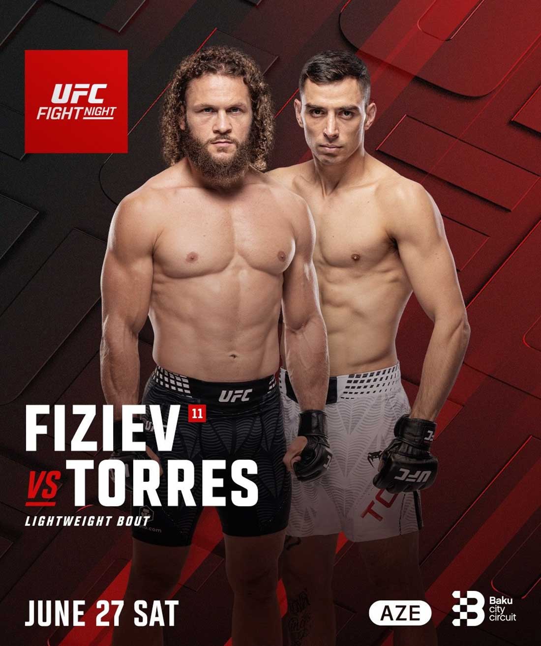 UFC Fight Night 280: Физиев – Торрес, дата проведения, кард, участники и результаты