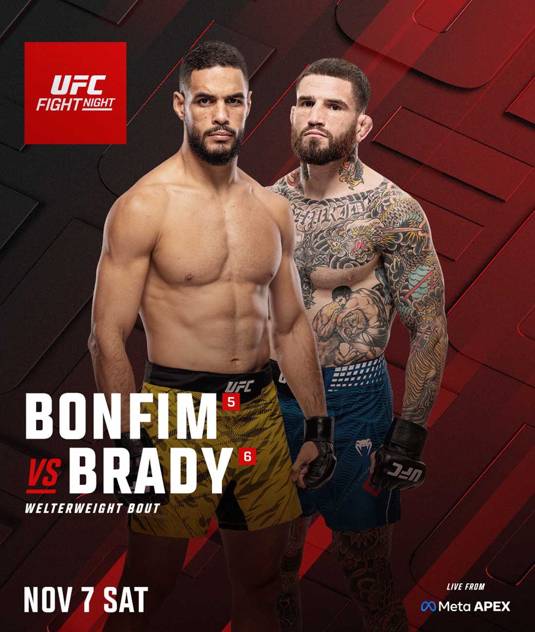 UFC Fight Night: Бонфим – Брэди, дата проведения, кард, участники и результаты
