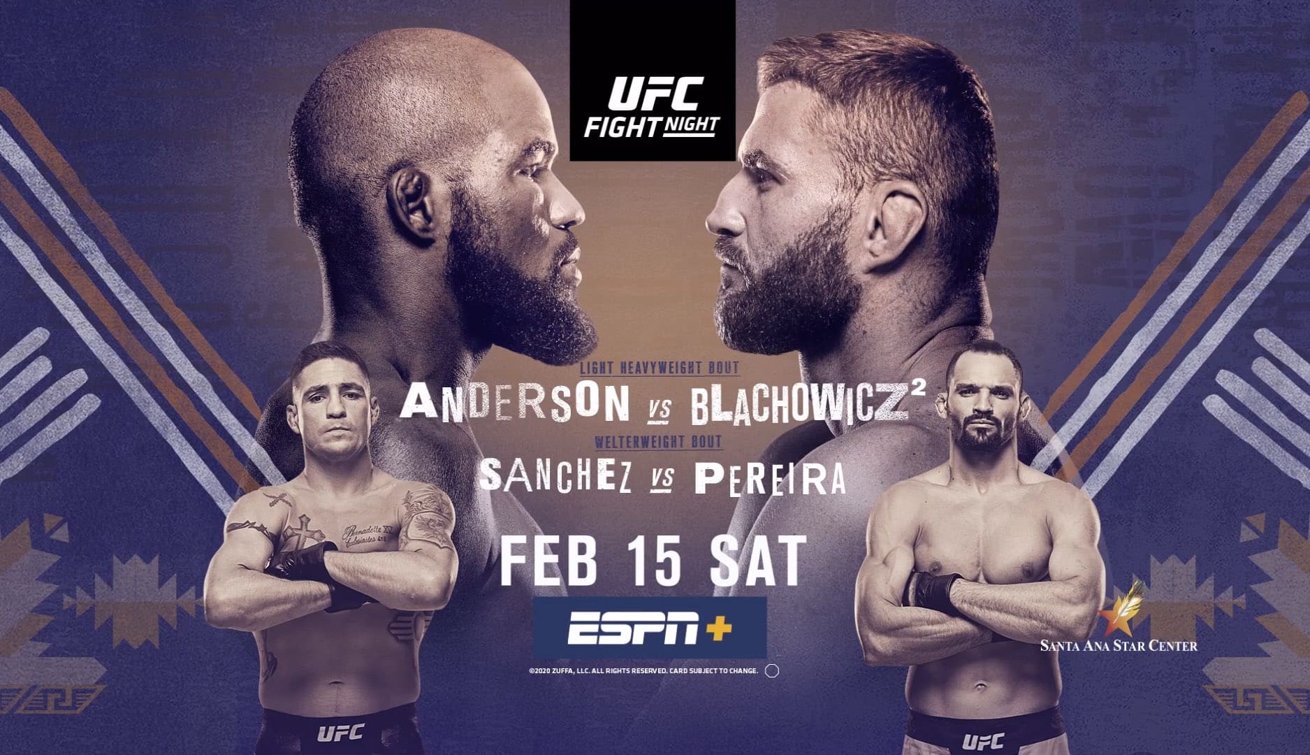 UFC Fight Night 167: Андерсон - Блахович 2 дата проведения, кард, участники и результаты