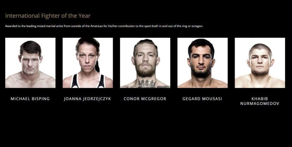 Хабиб Нурмагомедов номинирован на премию World MMA Awards 2017