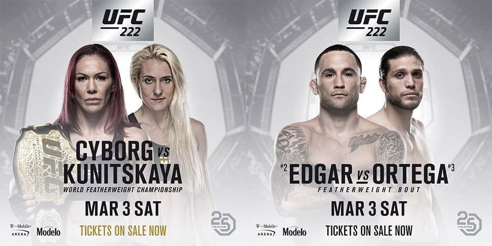 Киборг против Куницкой и Эдгар против Ортеги на UFC 222 в Лас-Вегасе
