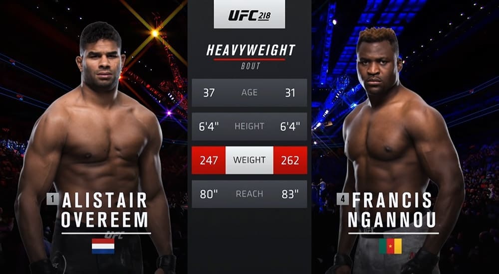 Видеоархив: Фрэнсис Нганну против Алистара Оверима на UFC 218 в Детройте