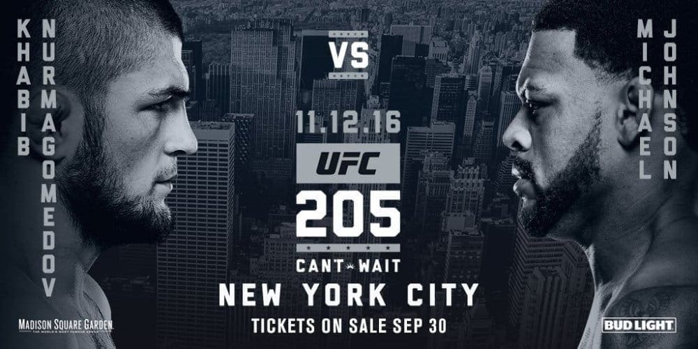 Хабиб Нурмагомедов против Майкла Джонсона на UFC 205 в Нью-Йорке