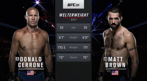 Видеоархив: Дональд Серроне против Мэтта Брауна на UFC 206 в 2016 году