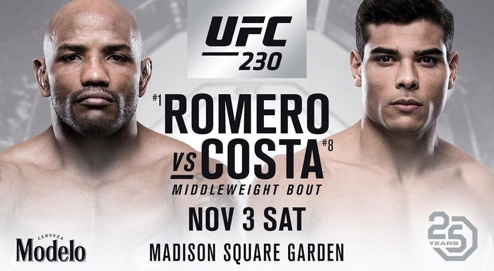 Йоэль Ромеро против Пауло Косты на UFC 230 в Нью-Йорке